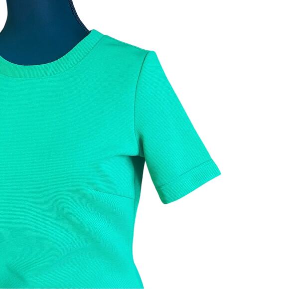 H&M Brat Green Sheath Mini Dress small ribbed textured short sleeve Kelly green - Picture 2 of 7
